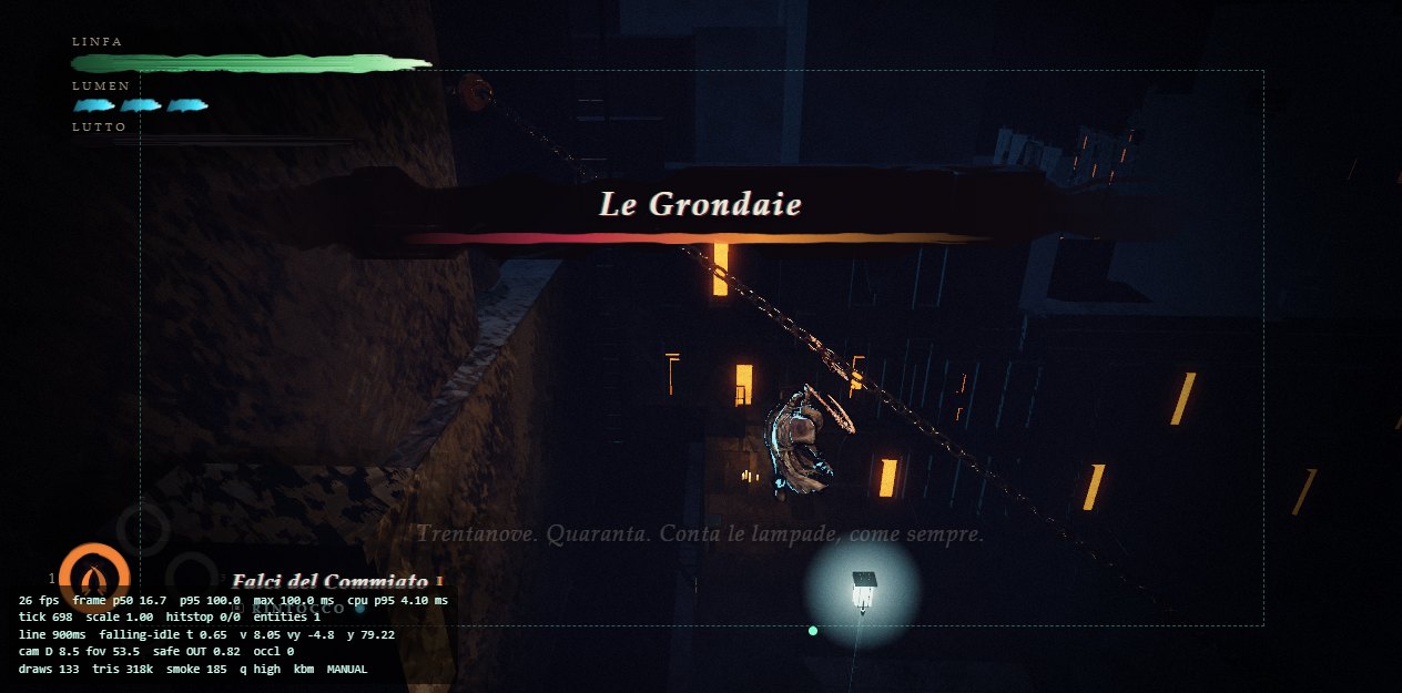 Il protagonista tra le lanterne sospese del quartiere «Le Grondaie»